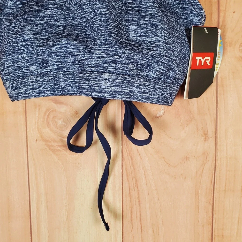 TYR Mantra Kira Bikini Top Womens Small Heather Navy Blue Built In Bra Swimwear